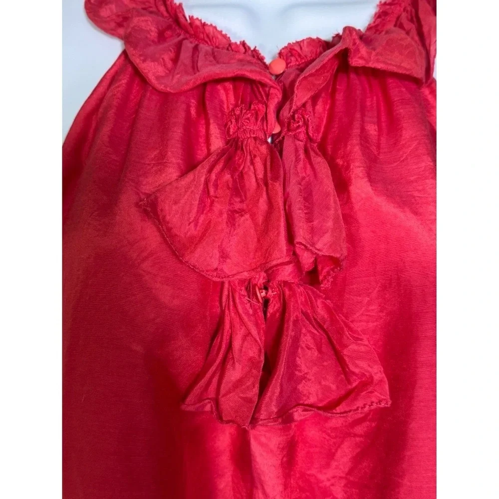 J.Crew Silk Blend Ruffle Neck Sleeveless‎ Blouse Pink Size L Coquette Balletcore